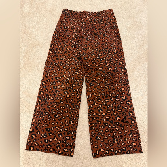 Maeve Anthropologie The Colette Cropped Wide-Leg Pant Animal Leopard Size 28 - Picture 3 of 4